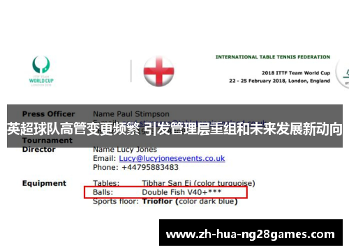 英超球队高管变更频繁 引发管理层重组和未来发展新动向